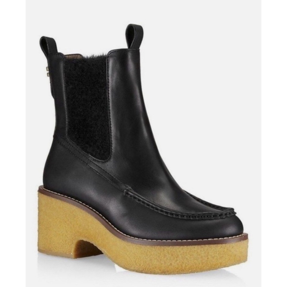 Coach Women's Delaney Leather Chelsea Bootie black leather Size 7 Gummy Sole